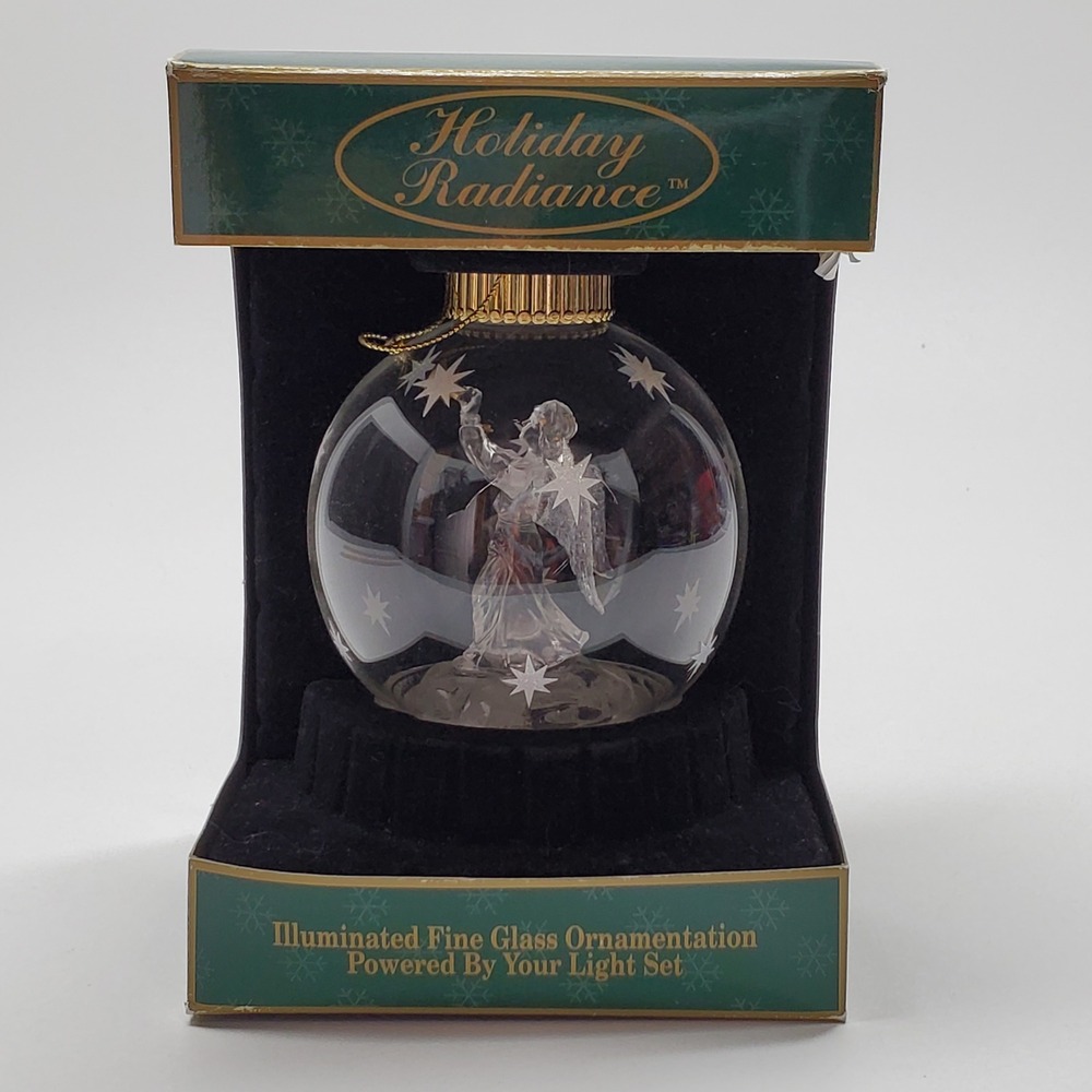 Holiday Radiance Cavanagh Illuminated Glass Angel Christmas Ornament 8387 Clear
